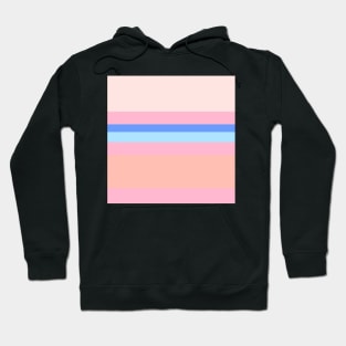 A marvelous compound of Fresh Air, Cornflower Blue, Baby Pink, Very Light Pink and Melon stripes. Hoodie